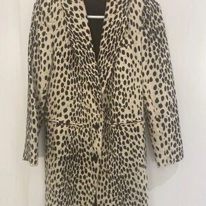 Emerson Fry Black and Cream Leopard Blazer Coat
